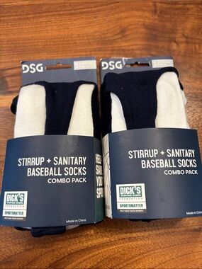Dick’s Sporting Good Set of 2 Stirrup + Baseball Socks Combo Packs Size Small